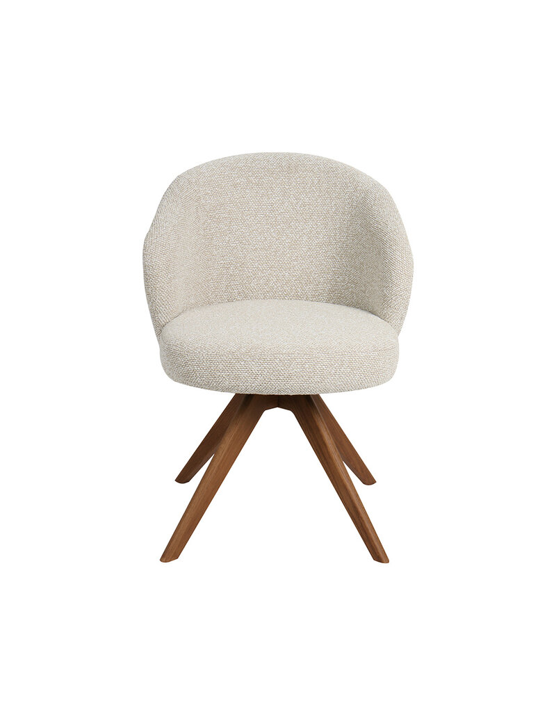 Damn LABEL51 Eetkamerstoel Sabi - Naturel - Royal Boucle - Walnoot Houten Frame