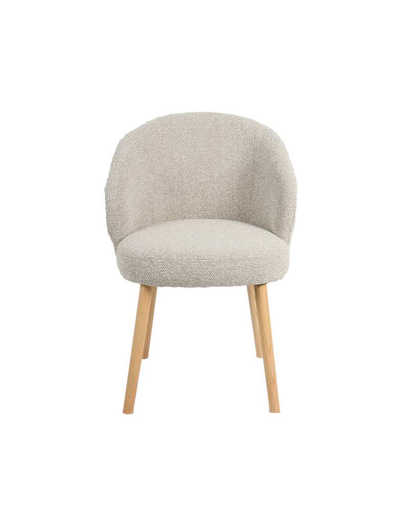 Damn LABEL51 Eetkamerstoel Shiro - Naturel - Royal Boucle - Naturel Houten Frame