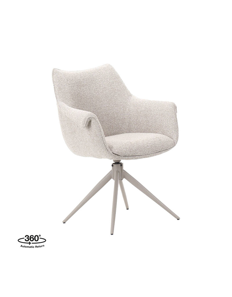 Damn LABEL51 Eetkamerstoel Narumi - Naturel - Royal Boucle - Taupe Metalen Frame