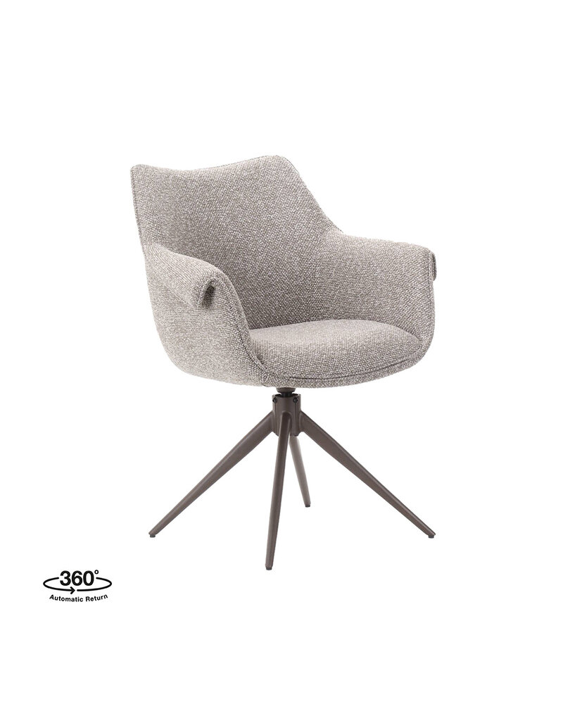 Damn LABEL51 Eetkamerstoel Narumi - Mushroom - Royal Boucle - Brons Metalen Frame