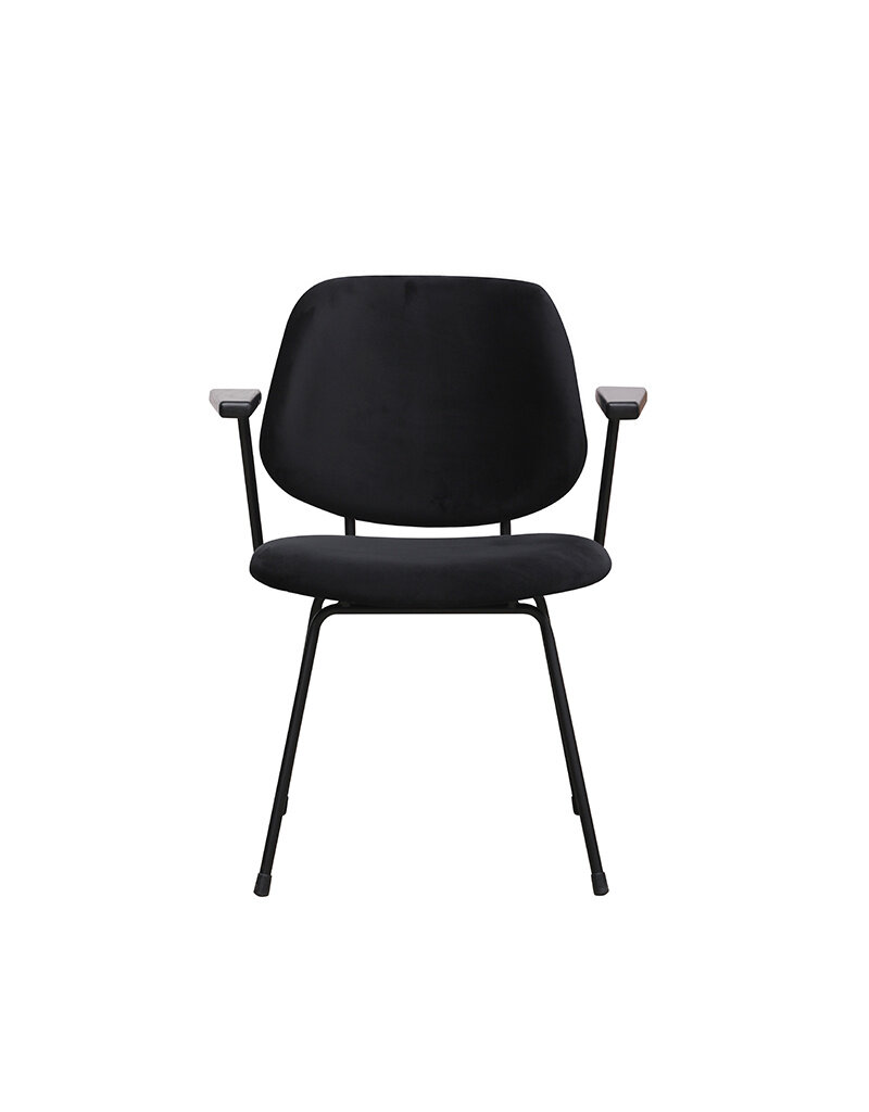 Damn LABEL51 Eetkamerstoel Gastron - Zwart - Fluweel - Zwart Metalen Frame