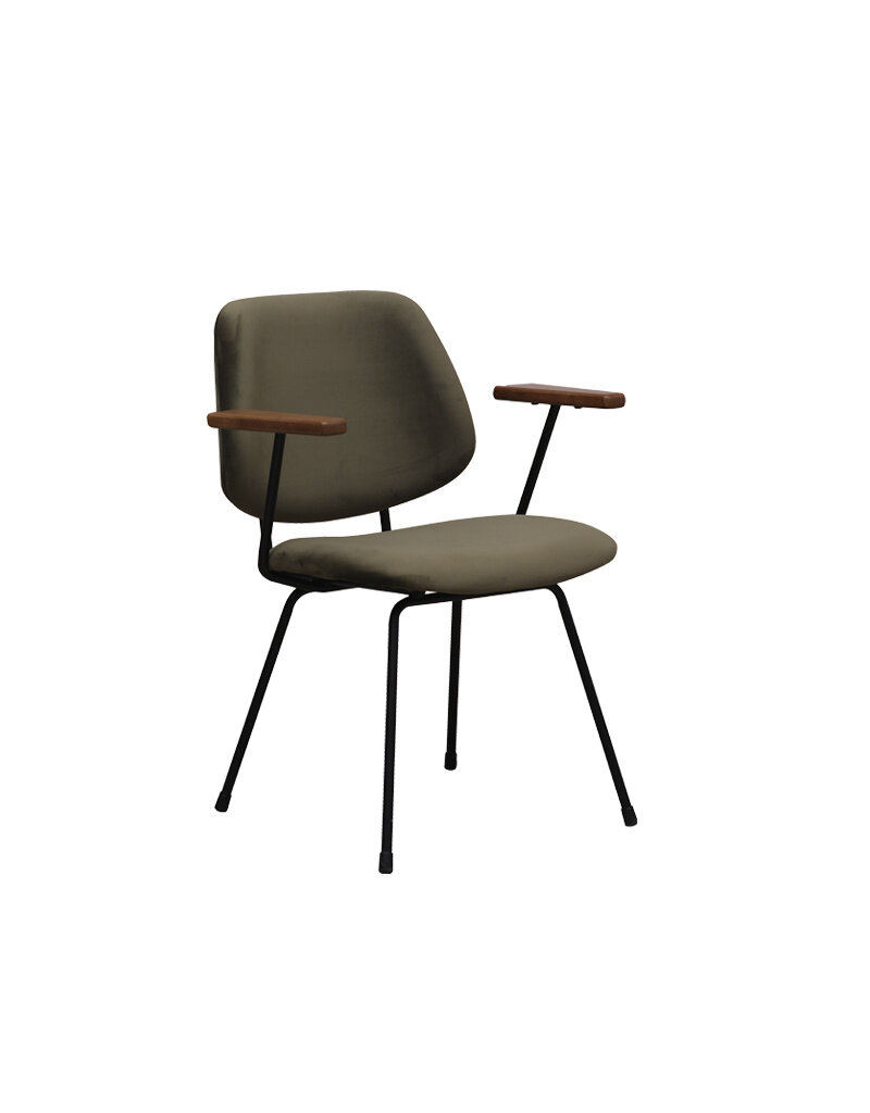 Damn LABEL51 Eetkamerstoel Gastron - Hunter - Fluweel - Zwart Metalen Frame