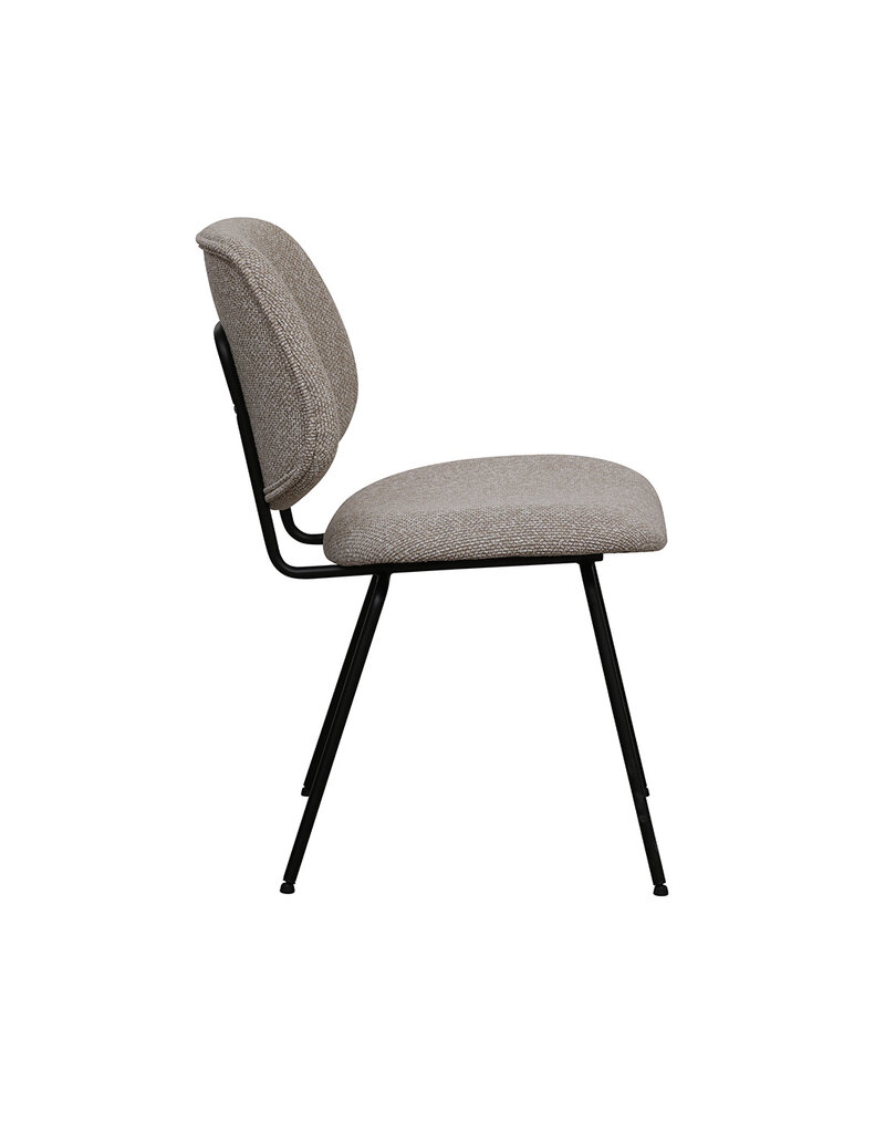 Damn LABEL51 Eetkamerstoel Ravenna - Naturel - Royal Boucle - Zwart Metalen Frame