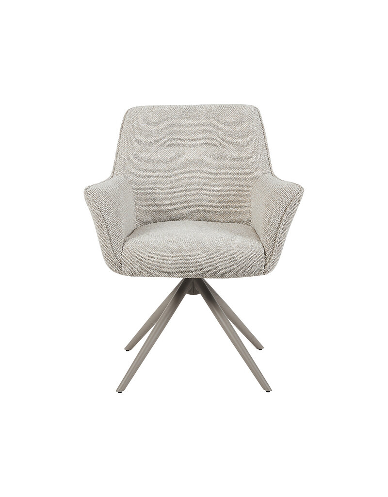 Damn LABEL51 Eetkamerstoel Kimora - Naturel - Royal Boucle - Taupe Metalen Frame