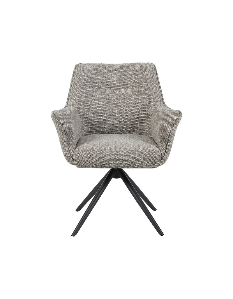 Damn LABEL51 Eetkamerstoel Kimora - Mushroom - Royal Boucle - Zwart Metalen Frame