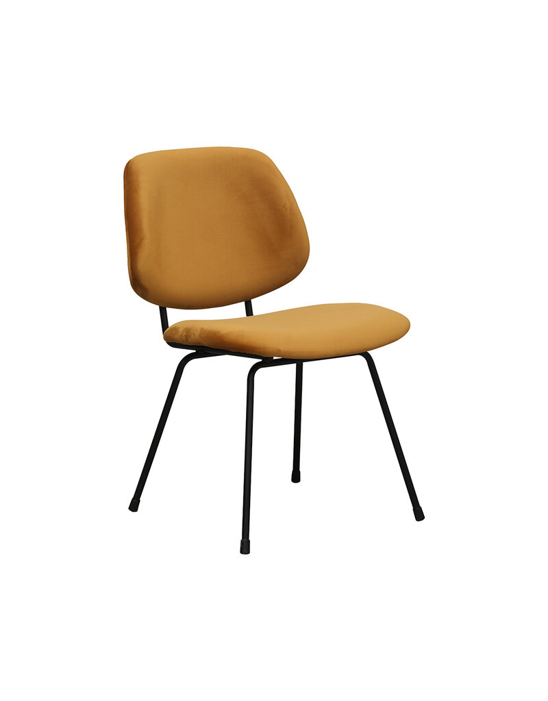 Damn LABEL51 Eetkamerstoel Bello - Oker - Fluweel - Zwart Metalen Frame