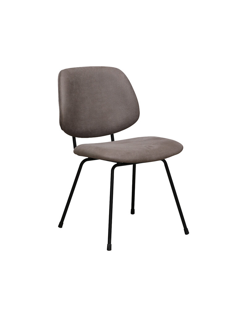 Damn LABEL51 Eetkamerstoel Bello - Taupe - Micro Suede - Zwart Metalen Frame