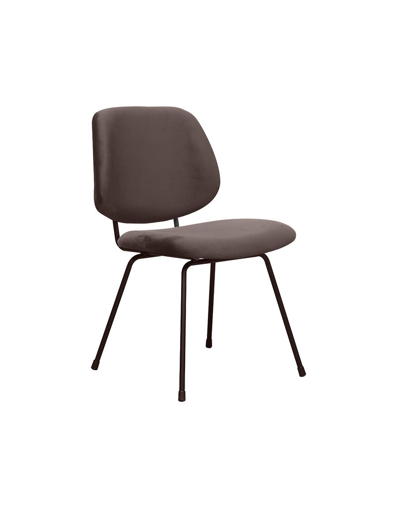 Damn LABEL51 Eetkamerstoel Bello - Taupe - Fluweel - Zwart Metalen Frame