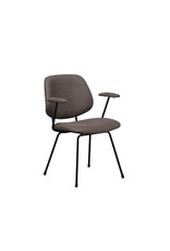 Damn LABEL51 Eetkamerstoel Rivano - Taupe - Micro Suede - Zwart Metalen Frame