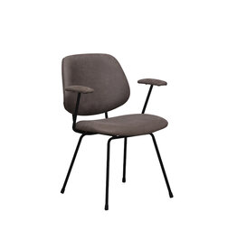 Damn LABEL51 Eetkamerstoel Rivano - Taupe - Micro Suede - Zwart Metalen Frame