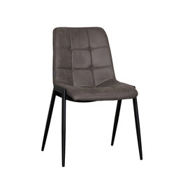 Damn LABEL51 Eetkamerstoel Noor - Taupe - Micro Suede - Zwart Metalen Frame