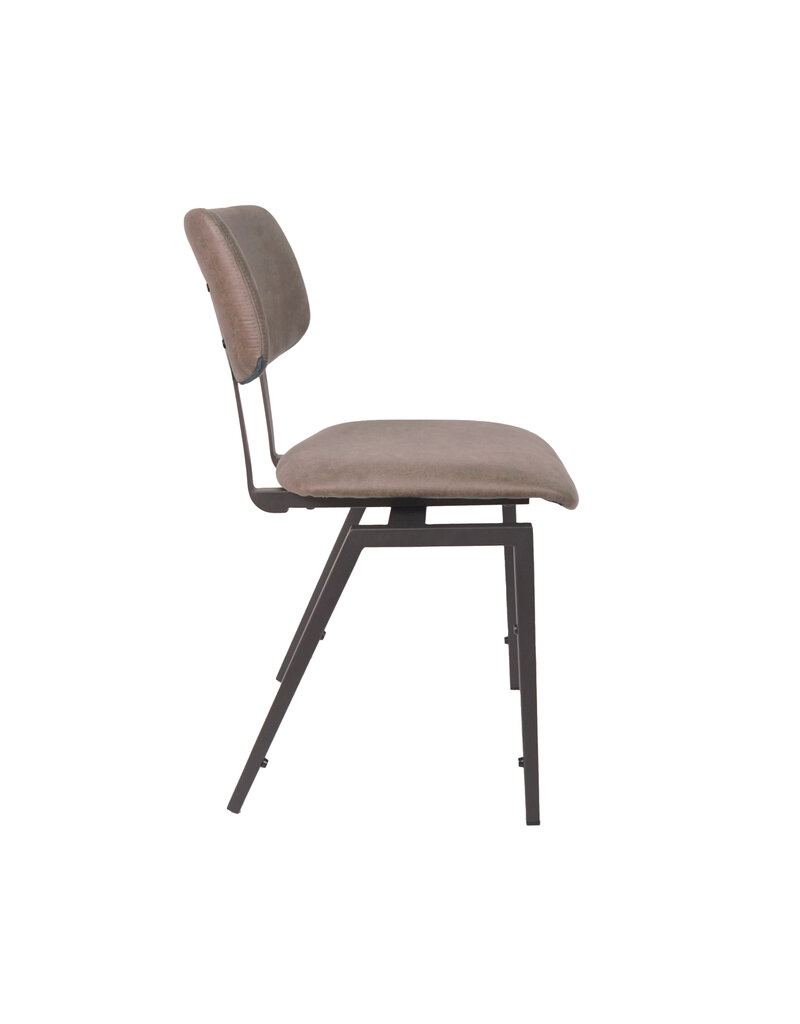 Damn LABEL51 Eetkamerstoel Stapelbaar - Taupe - Micro Suede - Zwart Metalen Frame