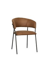 Damn LABEL51 Eetkamerstoel Luuk - Cognac - Micro Suede - Zwart Metalen Frame