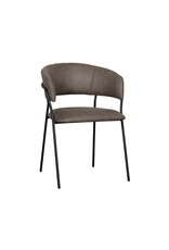 Damn LABEL51 Eetkamerstoel Luuk - Taupe - Micro Suede - Zwart Metalen Frame