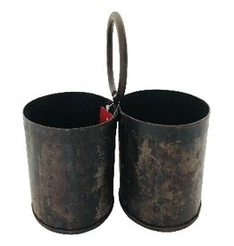 Damn 2-Bottle holder old iron 20x20cm. (7978)