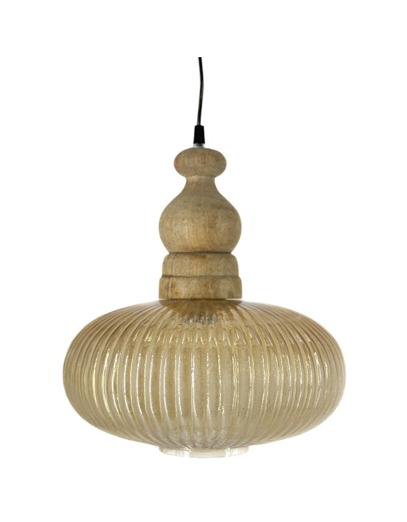 Hanglamp hout met glas