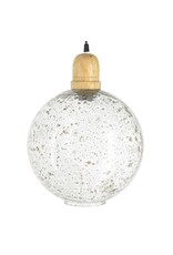Hanglamp glas met hout bowl