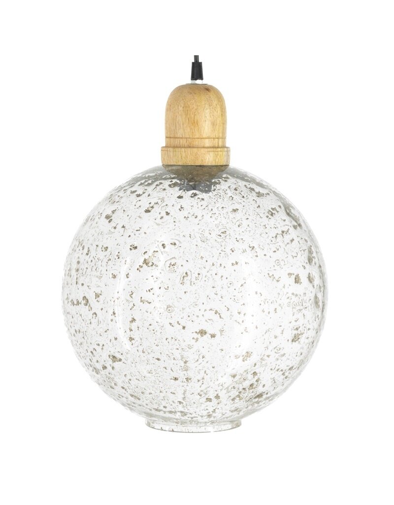 Hanglamp glas met hout bowl