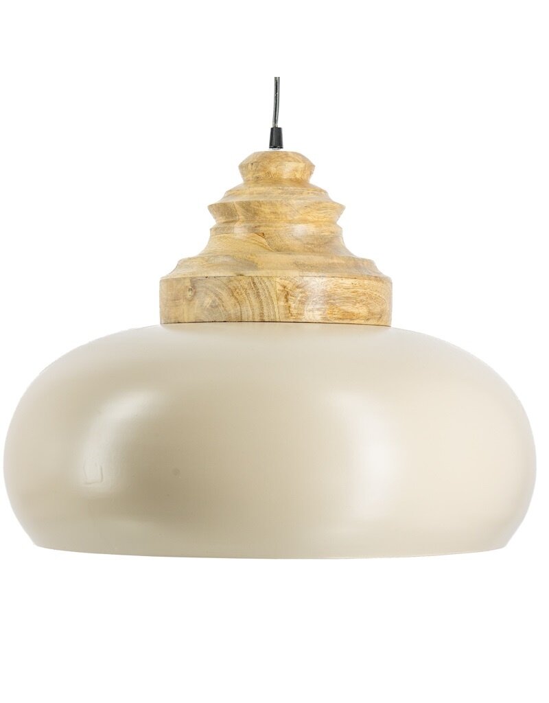 Hanglamp glas met hout sphere