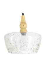 Hanglamp glas met hout cubic