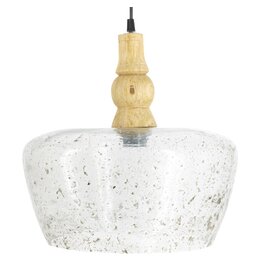 Hanglamp glas met hout cubic