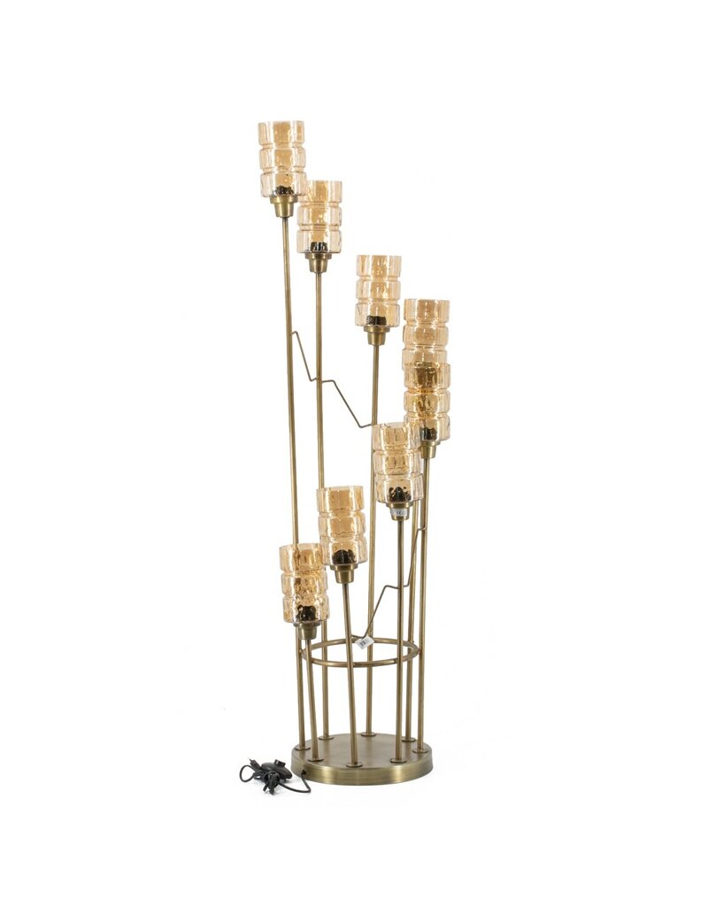 Vloerlamp 8 kappen goud
