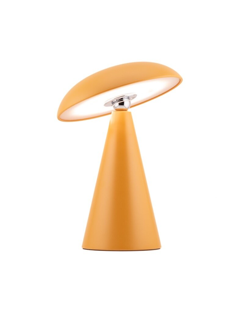 Bureaulamp Mushie LED op accu mat oker, afneembare kap
