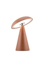 Bureaulamp Mushie LED op accu mat aubern, afneembare kap