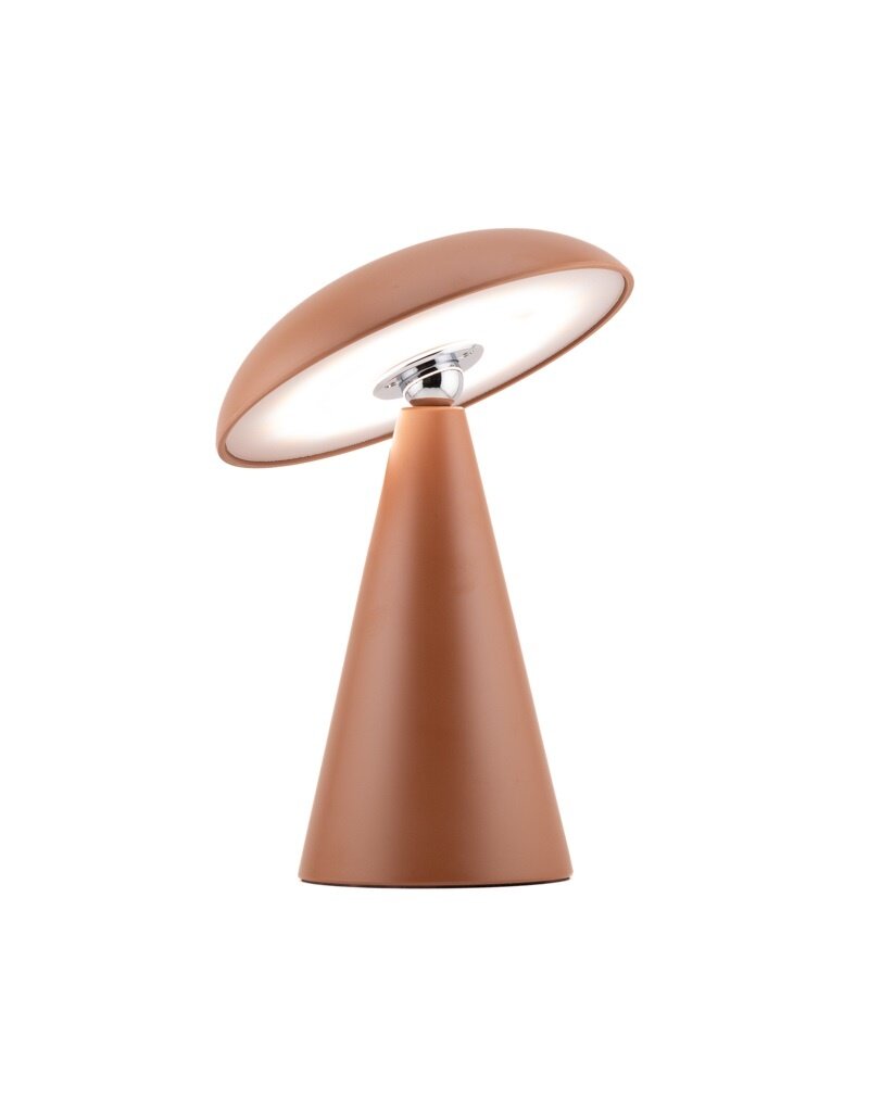 Bureaulamp Mushie LED op accu mat aubern, afneembare kap