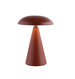 Bureaulamp Mush LED op accu mat aubern, afneembare kap