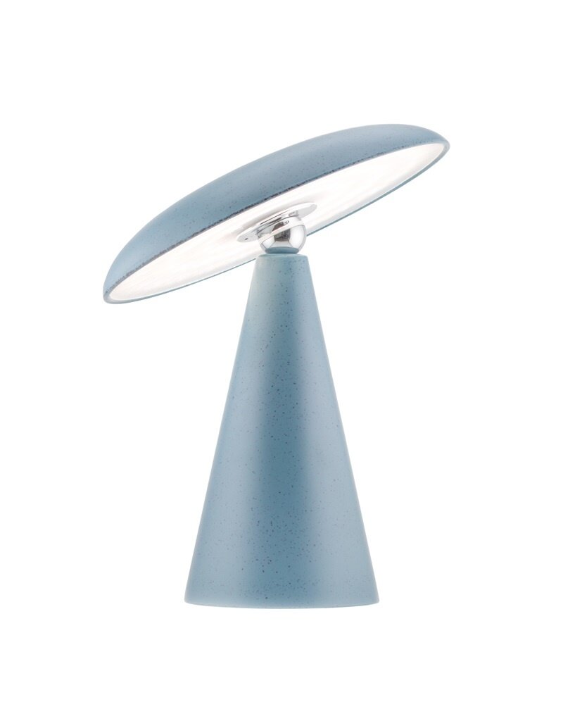 Bureaulamp Mush LED op accu mat blue dots, afneembare kap