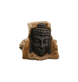Damn Boeddha gezicht op hout