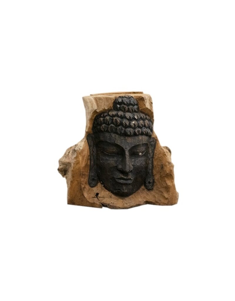 Damn Boeddha gezicht op hout