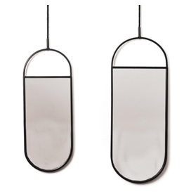 Housevitamin wandspiegel metaal zwart 60 cm set van 2