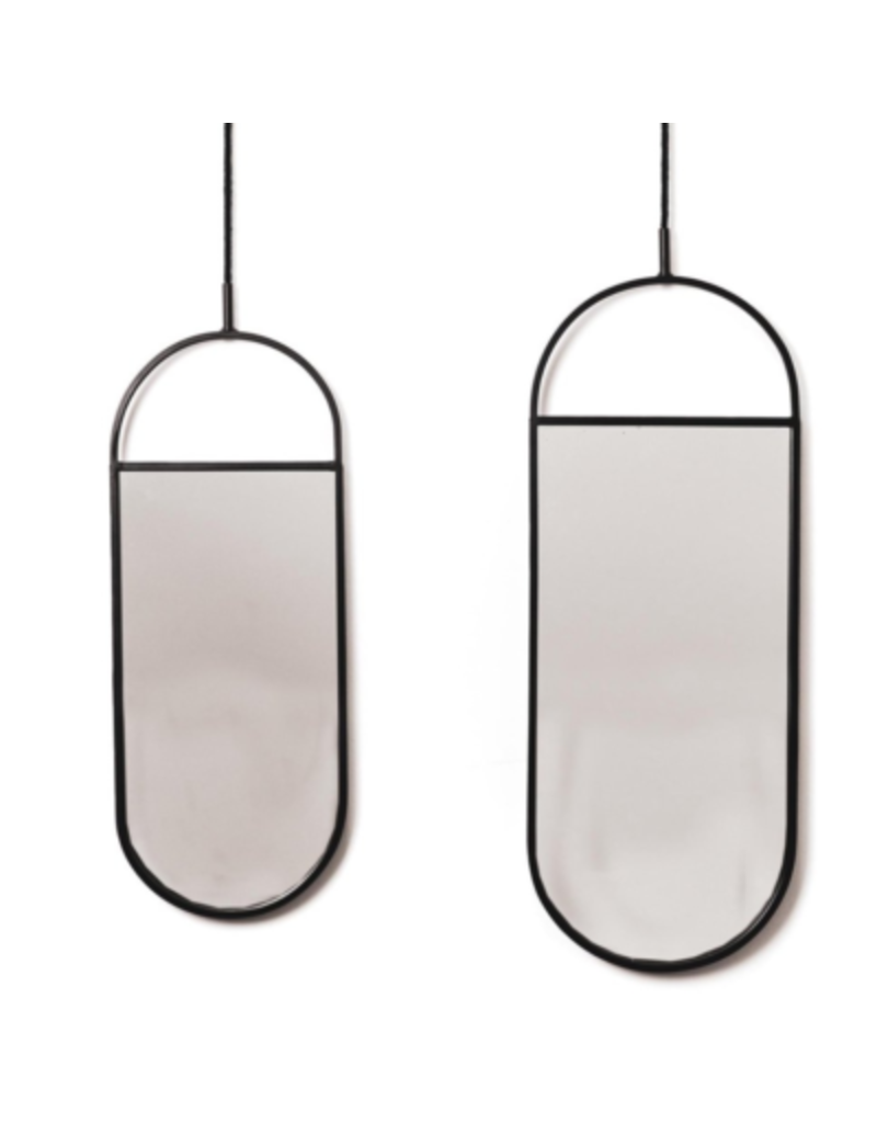 Housevitamin wandspiegel metaal zwart 60 cm set van 2