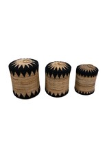 Basket Makram banana Zwart set 3