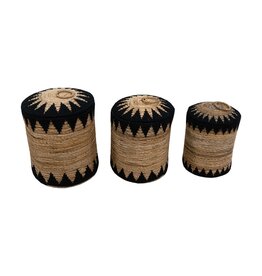 Basket Makram banana Zwart set 3