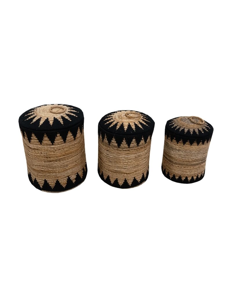 Basket Makram banana Zwart set 3