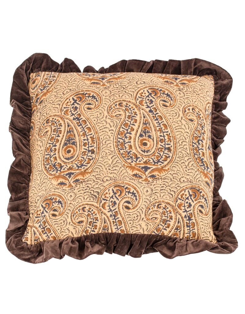 Damn Kussen batik met roezels sandstone 45x45cm