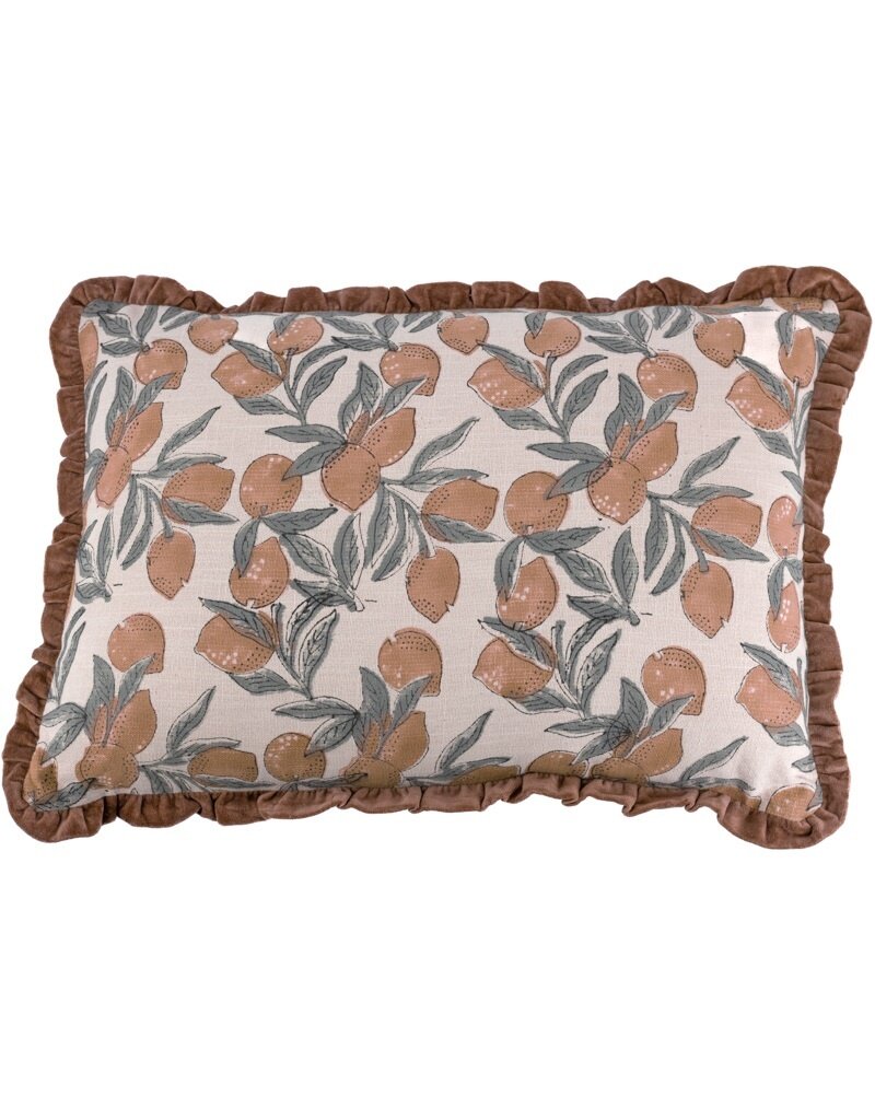 Damn Kussen fruits met roezels oranje 40x60cm