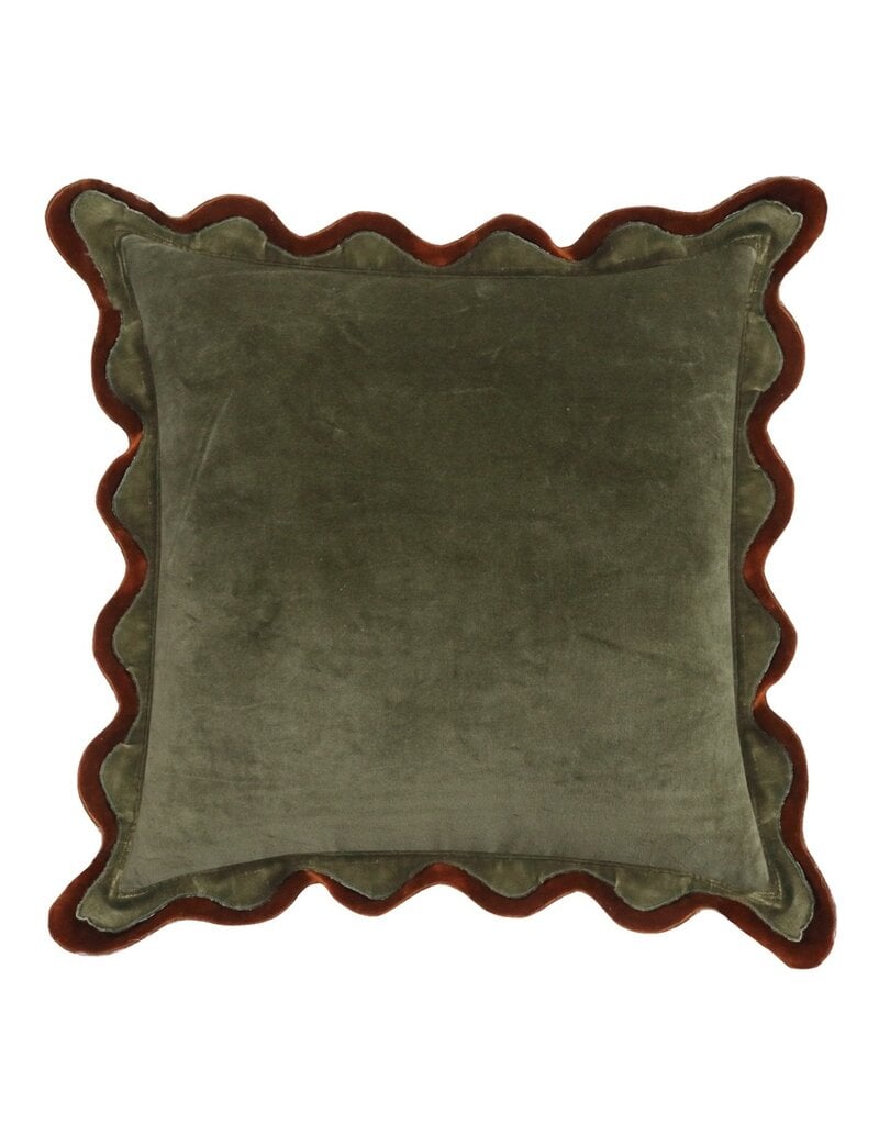 Damn Kussen Niva met roezels groen 50x50cm