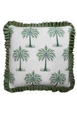 Damn Kussen palm met roezels groen 50x50cm