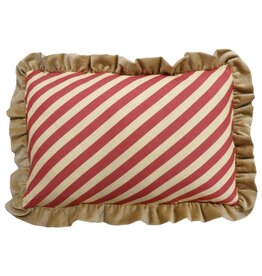 Damn Kussen striped met roezels gold 40x60cm