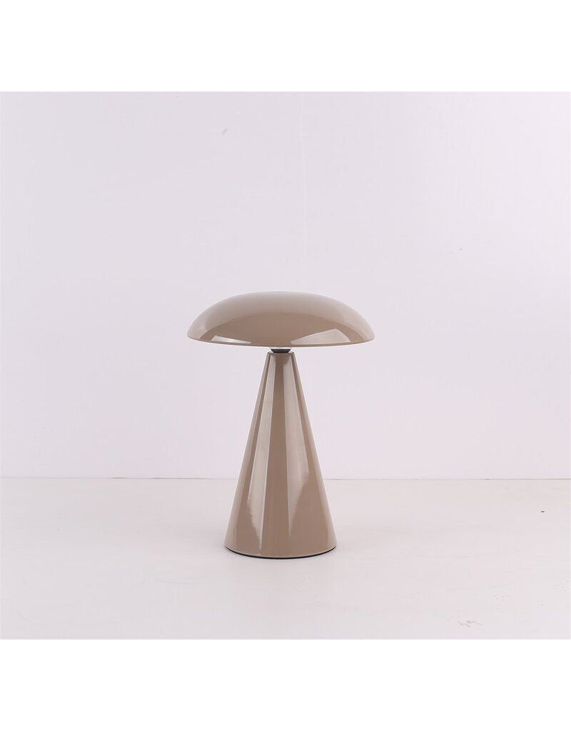 Damn Bureaulamp Mushie LED op accu taupe, afneembare kap