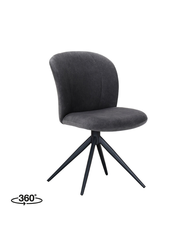 Damn LABEL51 Eetkamerstoel Kimo - Antraciet - Velvet - Zwart Metalen Frame