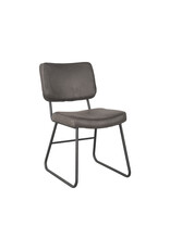 Damn LABEL51 Eetkamerstoel Noah - Antraciet - Kunstleder - Zwart Metalen Frame
