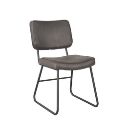 Damn LABEL51 Eetkamerstoel Noah - Antraciet - Kunstleder - Zwart Metalen Frame