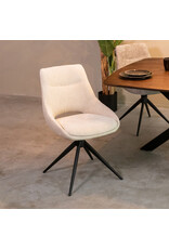 Damn LABEL51 Eetkamerstoel Marlow - Naturel - Chenille - Zwart Metalen Frame
