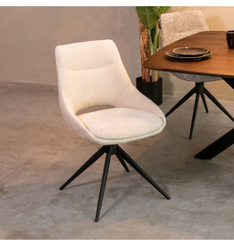 Damn LABEL51 Eetkamerstoel Marlow - Naturel - Chenille - Zwart Metalen Frame