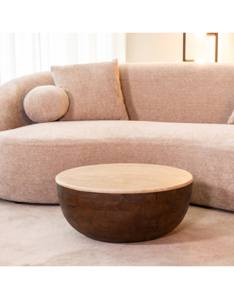 Damn LABEL51 Salontafel Bowl - Espresso - Travertin - 70 cm - Rond